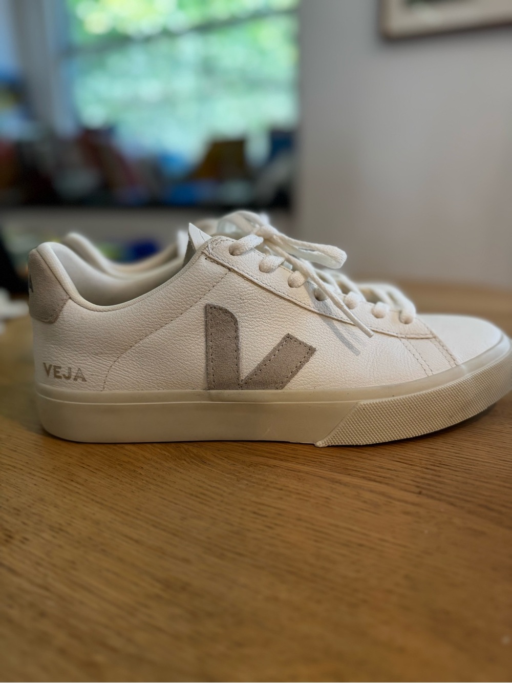 Veja Esplar Men’s White Leather Sneakers with Gray Suede Heel Tab
